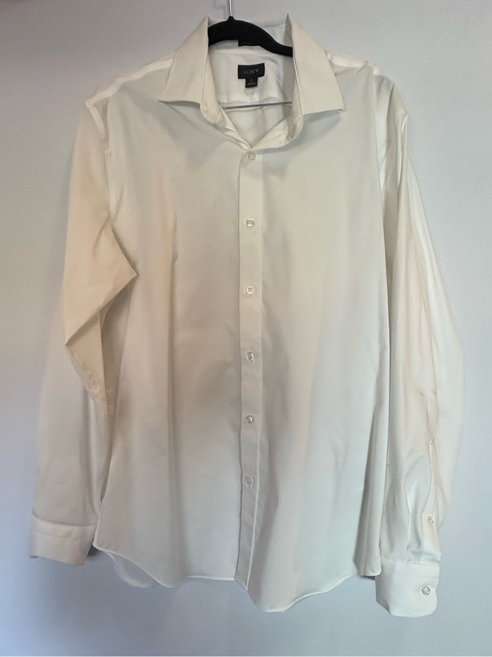 J. Crew White Men's Dress Shirt - Spread Collar Button-Front